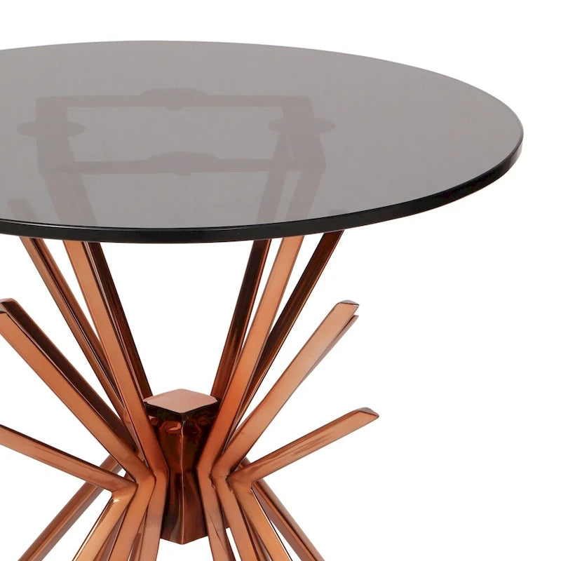 Table d'appoint Helios Modern Glam Sunburst fabriquée à la main avec plateau en verre trempé par Christopher Knight Home