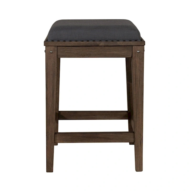 Tabouret de console rembourré en métal Sonoma Road vieilli, battu, écorce, étain antique - 17x17x26