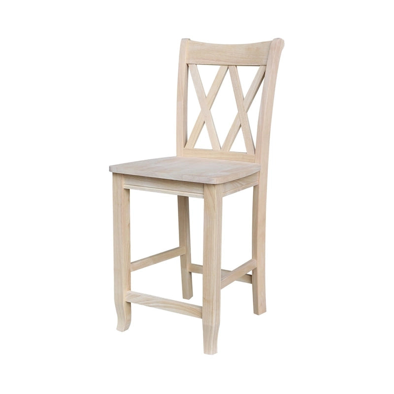 Tabouret à double dossier en X inachevé International Concepts