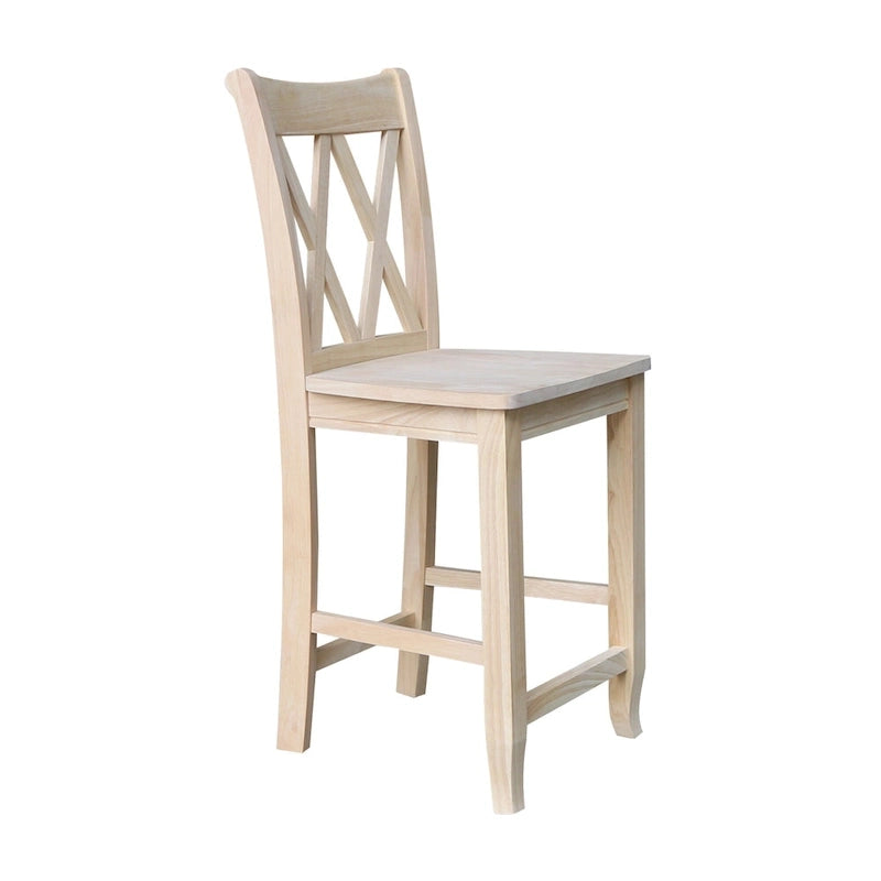 Tabouret à double dossier en X inachevé International Concepts