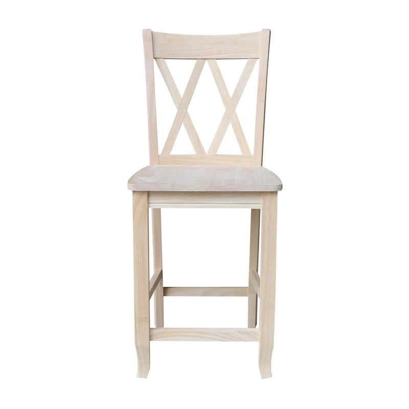 Tabouret à double dossier en X inachevé International Concepts