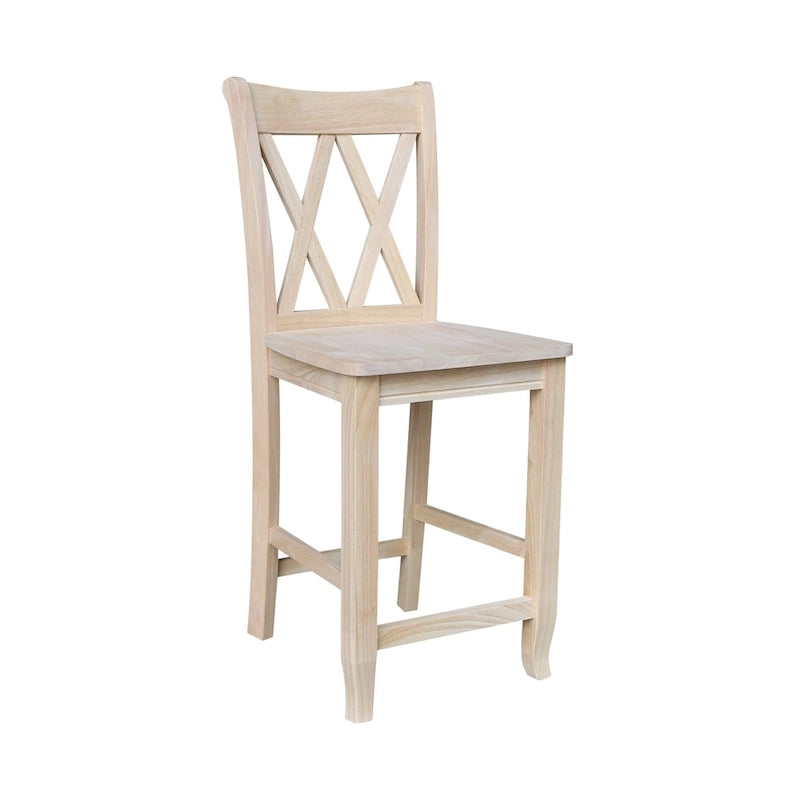 Tabouret à double dossier en X inachevé International Concepts