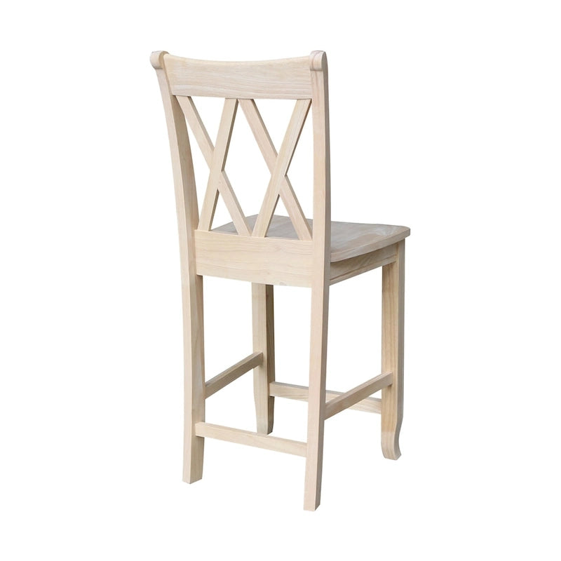 Tabouret à double dossier en X inachevé International Concepts