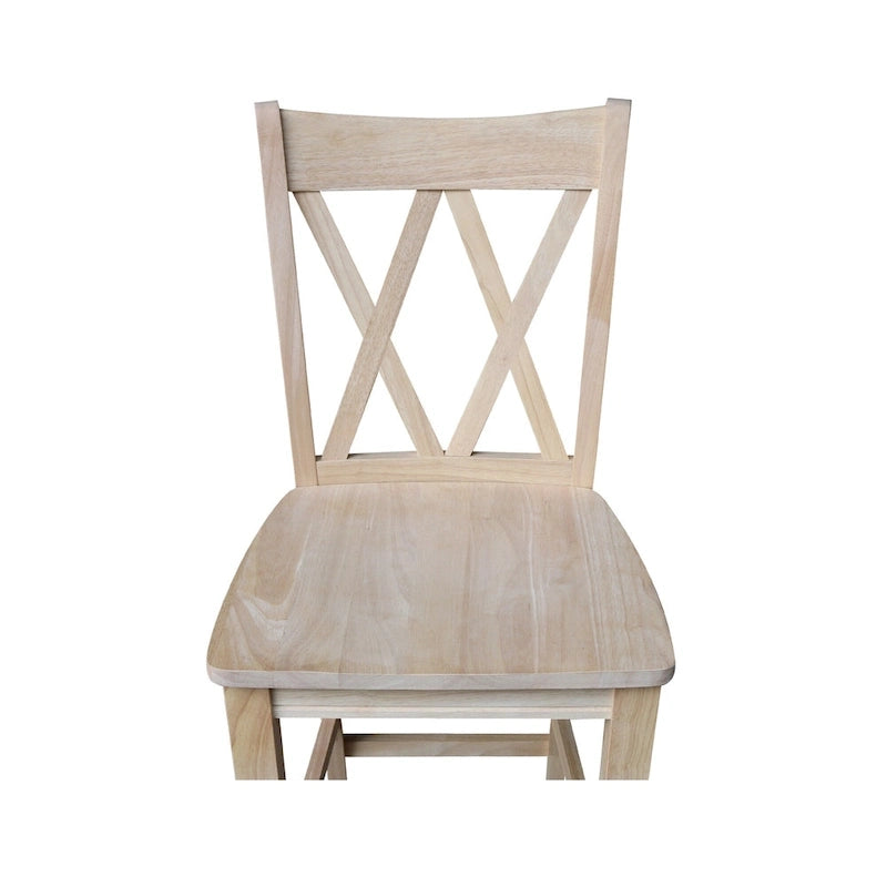 Tabouret à double dossier en X inachevé International Concepts