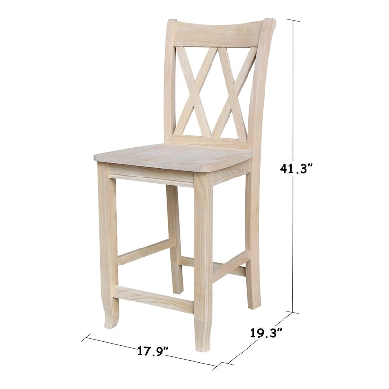 Tabouret à double dossier en X inachevé International Concepts