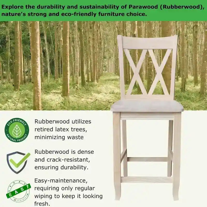 Tabouret à double dossier en X inachevé International Concepts