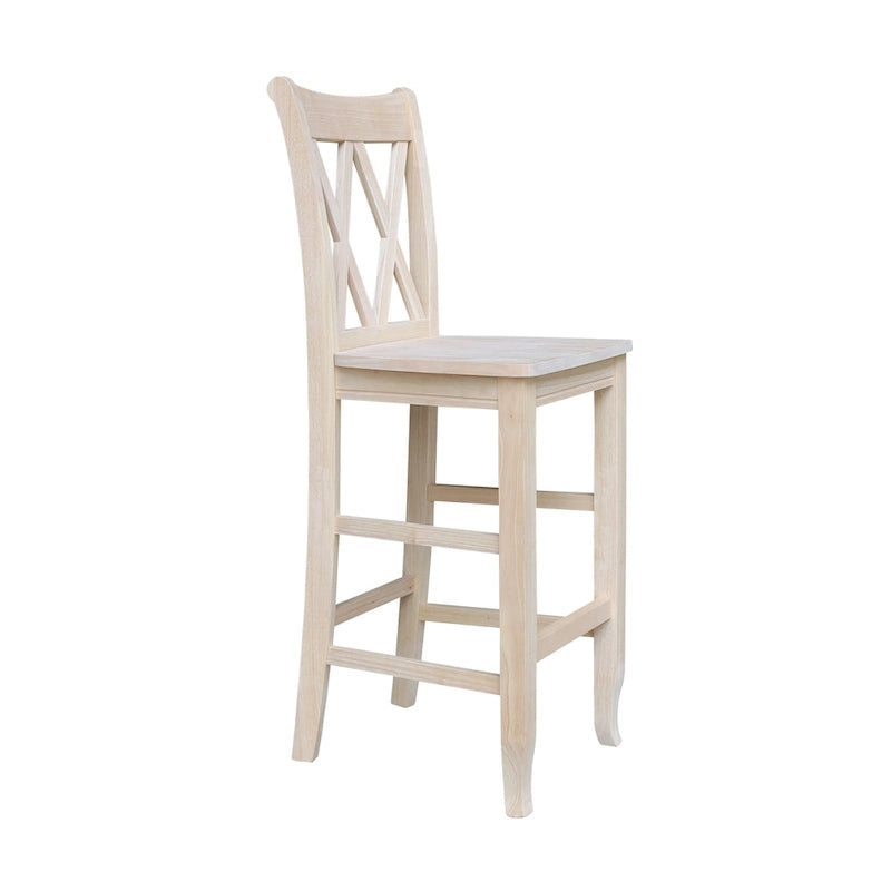 Tabouret à double dossier en X inachevé International Concepts