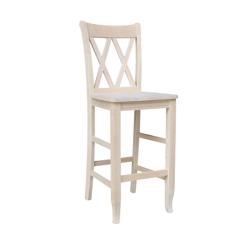 Tabouret à double dossier en X inachevé International Concepts