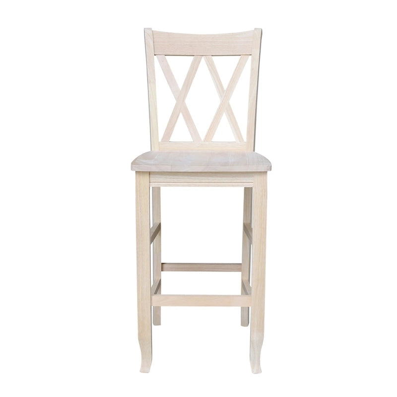 Tabouret à double dossier en X inachevé International Concepts