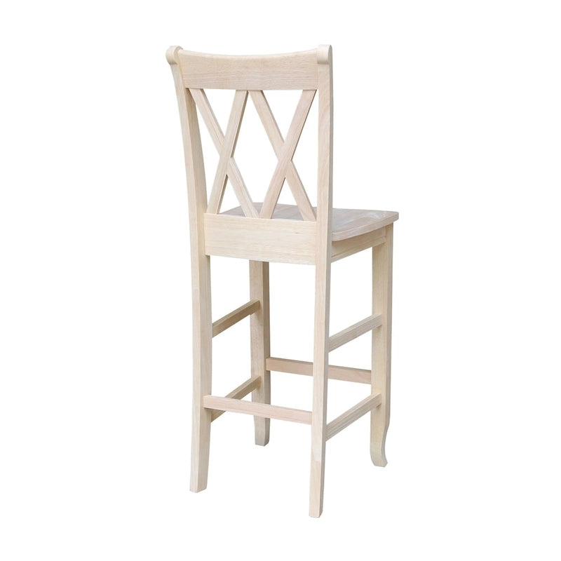 Tabouret à double dossier en X inachevé International Concepts