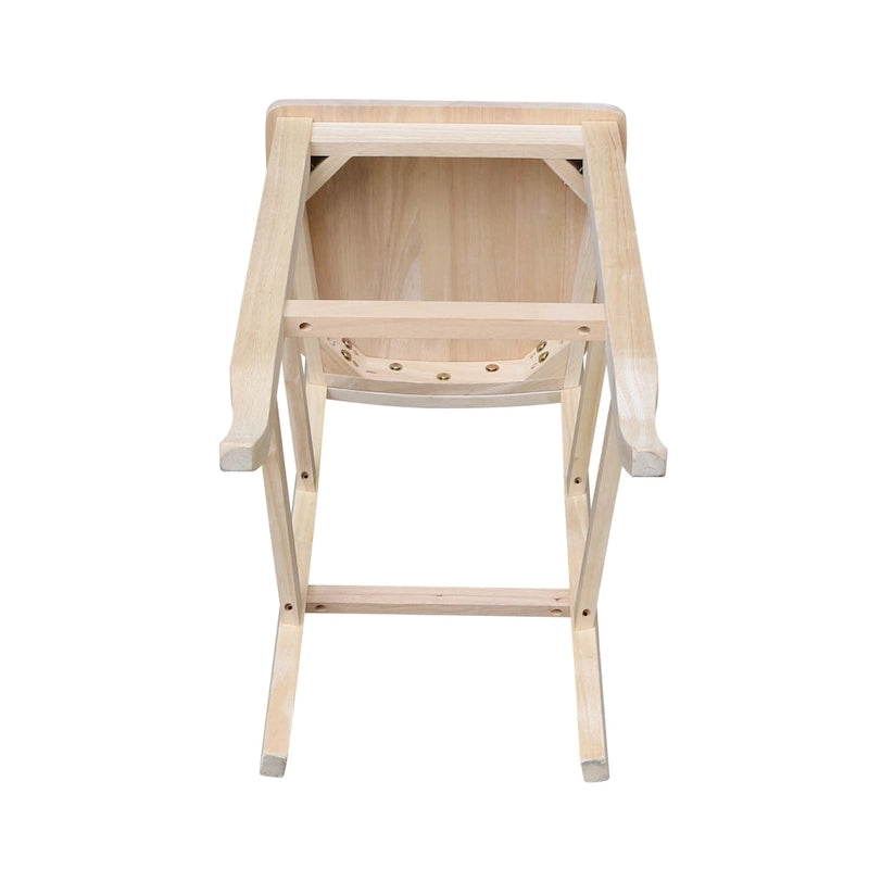 Tabouret à double dossier en X inachevé International Concepts