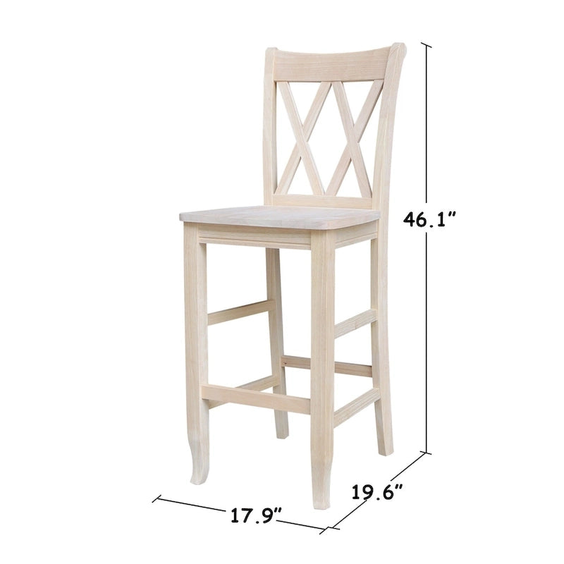 Tabouret à double dossier en X inachevé International Concepts