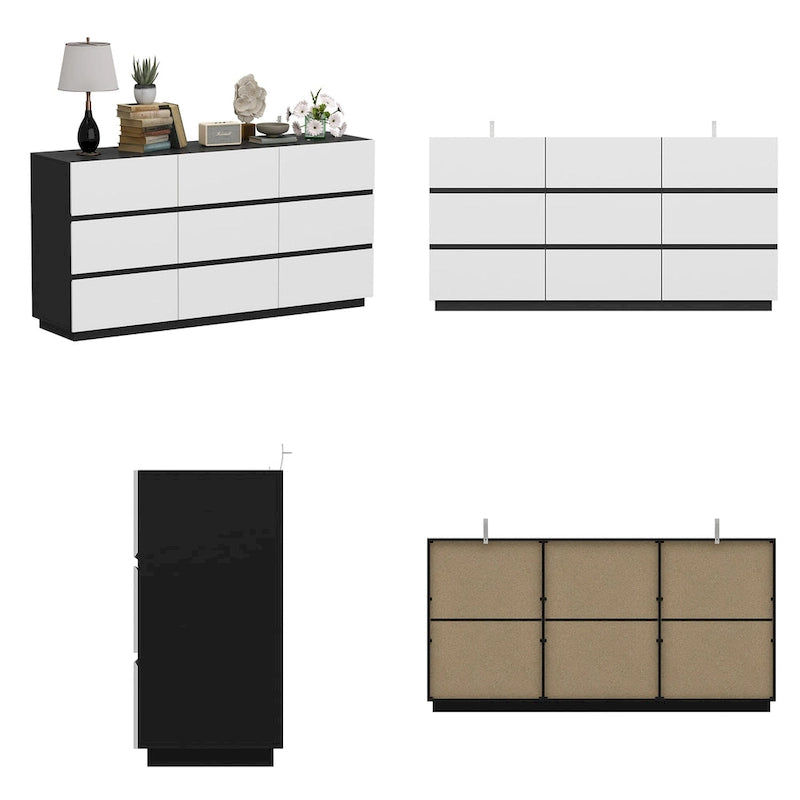 Commode moderne minimaliste à neuf tiroirs/six tiroirs, solution de rangement