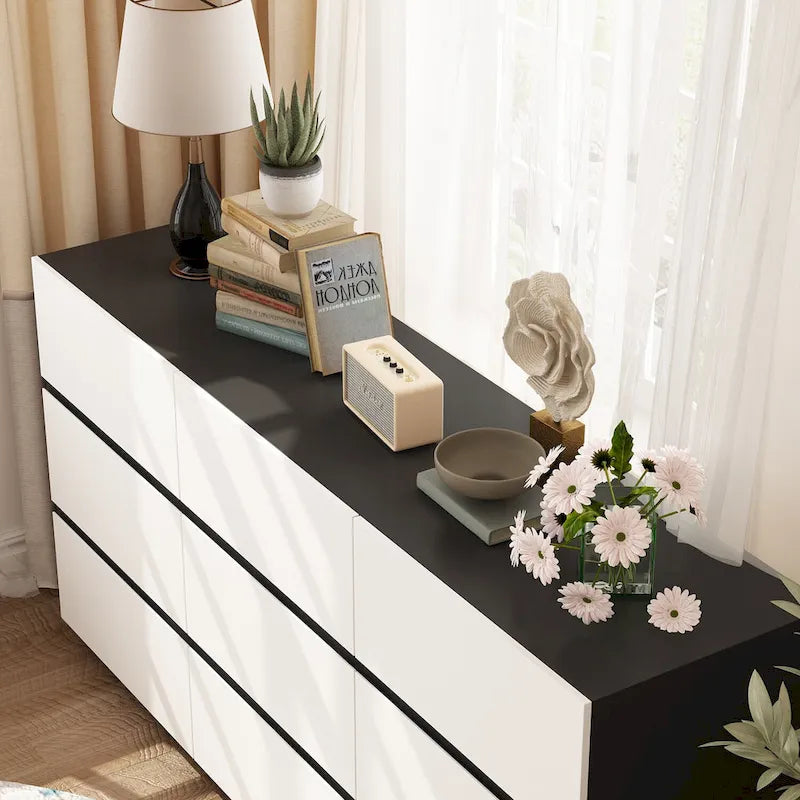 Commode moderne minimaliste à neuf tiroirs/six tiroirs, solution de rangement