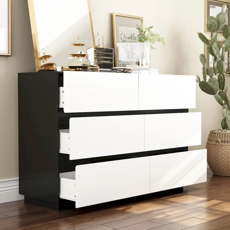 Commode moderne minimaliste à neuf tiroirs/six tiroirs, solution de rangement