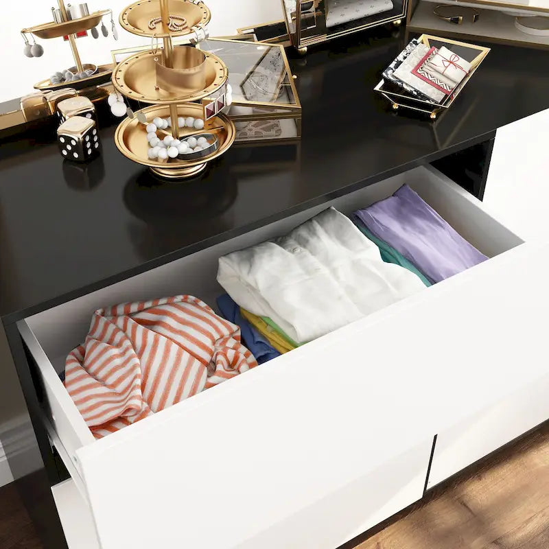 Commode moderne minimaliste à neuf tiroirs/six tiroirs, solution de rangement