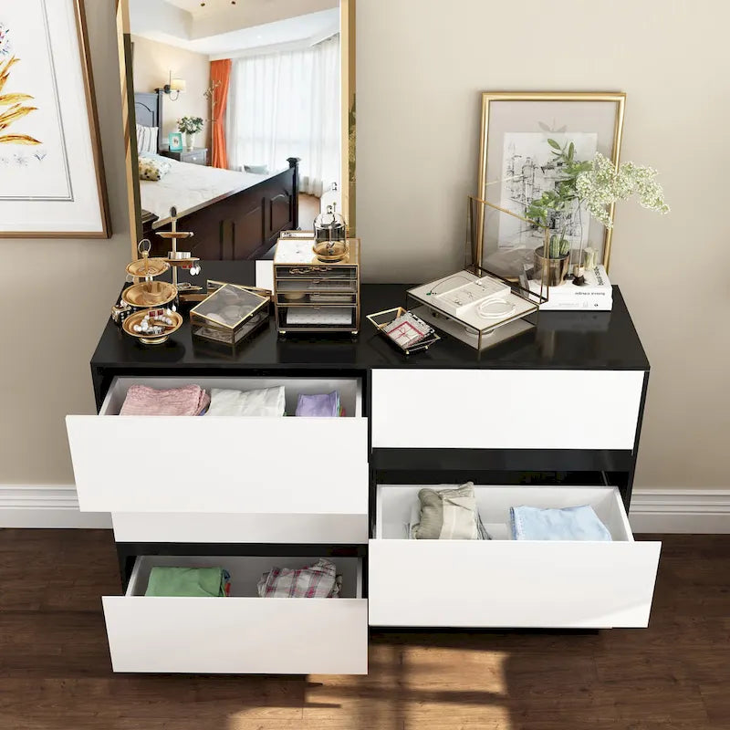 Commode moderne minimaliste à neuf tiroirs/six tiroirs, solution de rangement