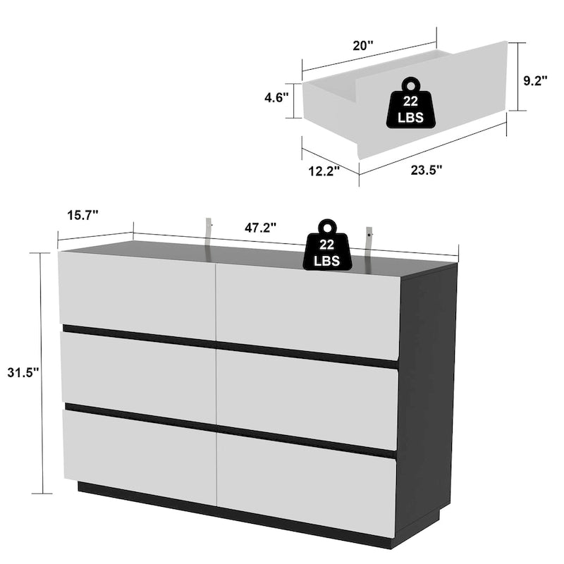 Commode moderne minimaliste à neuf tiroirs/six tiroirs, solution de rangement
