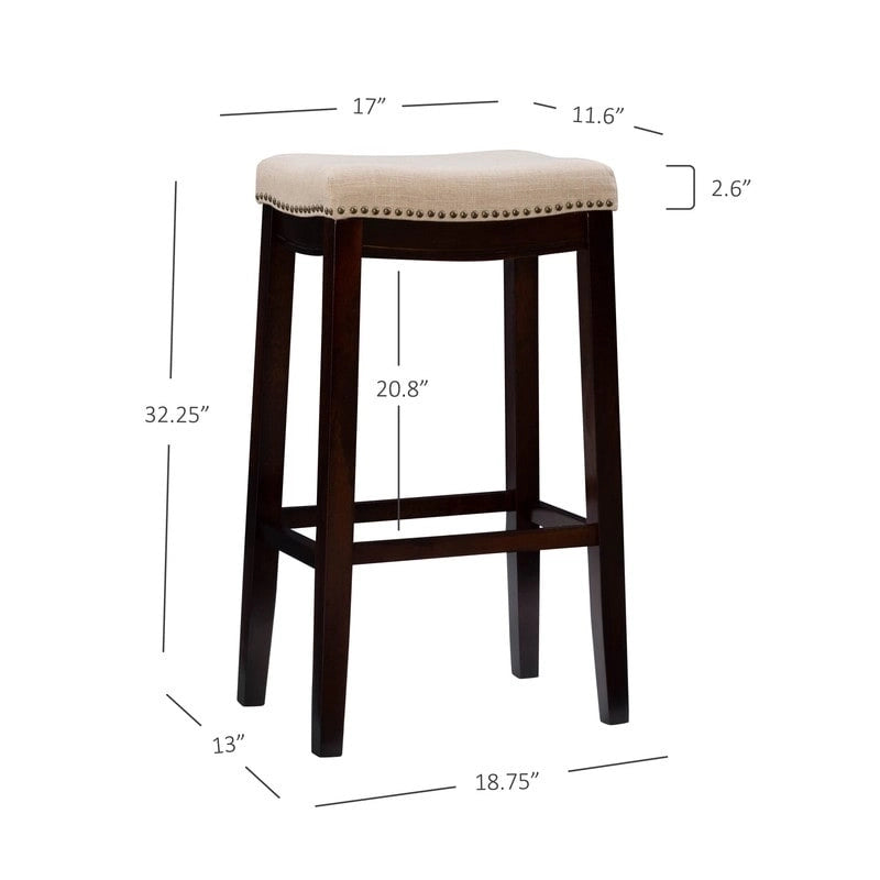 Tabouret de bar Linon Willamette en lin sans dossier de 32 po
