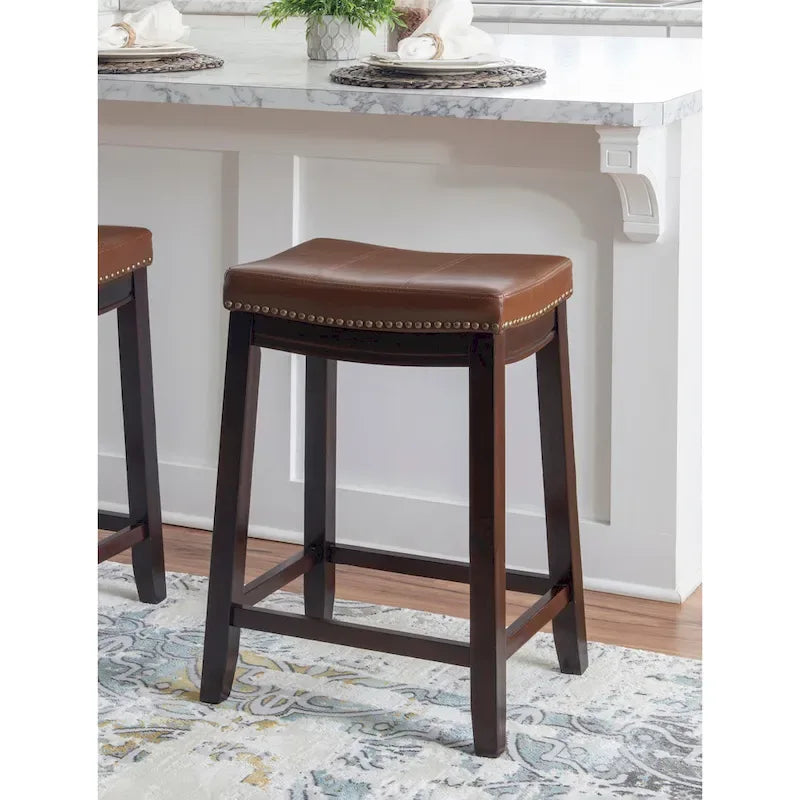 Tabouret de comptoir en similicuir cognac Linon Willamette
