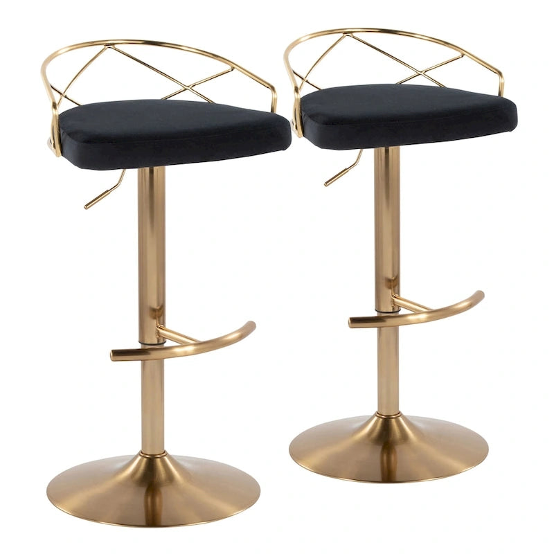 Tabouret de bar réglable Silver Orchid Charlotte Glam (lot de 2)
