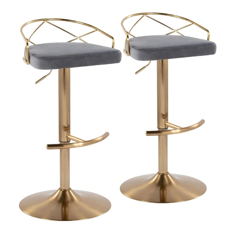 Tabouret de bar réglable Silver Orchid Charlotte Glam (lot de 2)