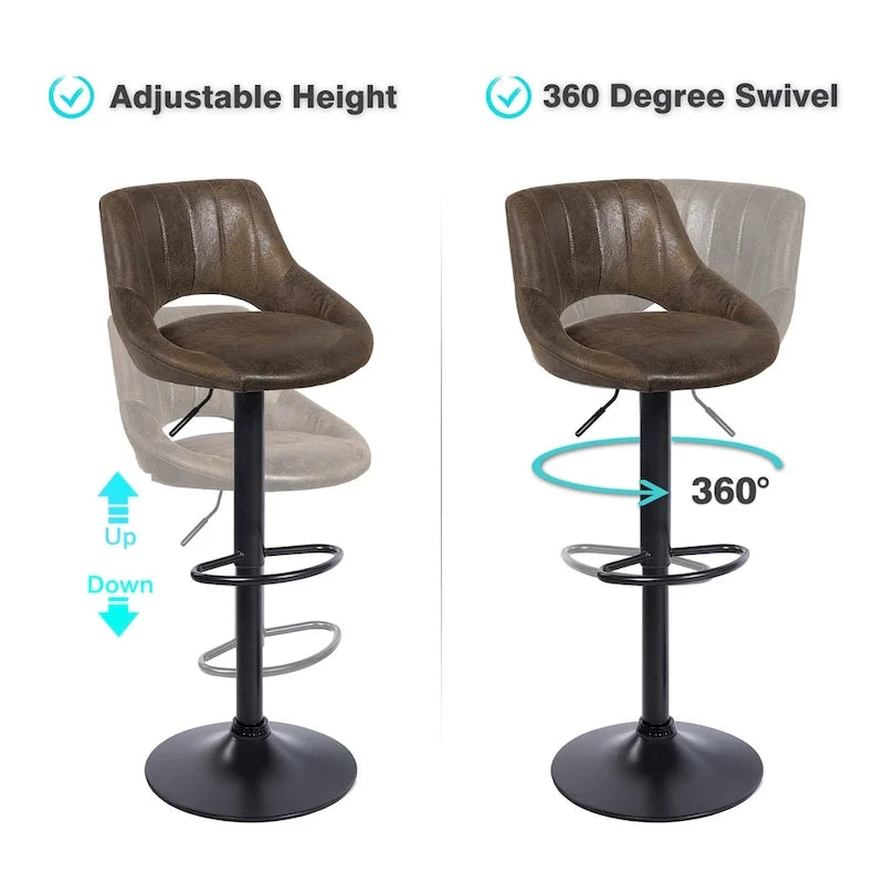 Tabouret de bar pivotant réglable rétro (lot de 2)