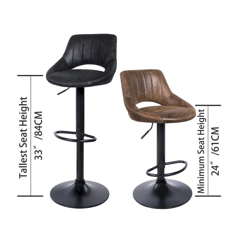 Tabouret de bar pivotant réglable rétro (lot de 2)