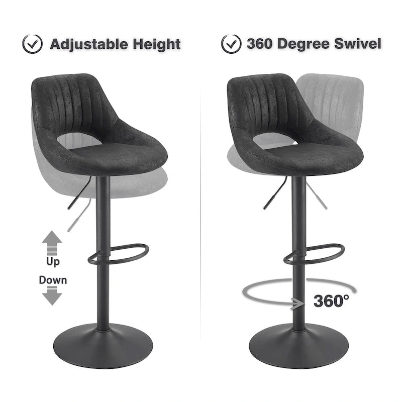 Tabouret de bar pivotant réglable rétro (lot de 2)