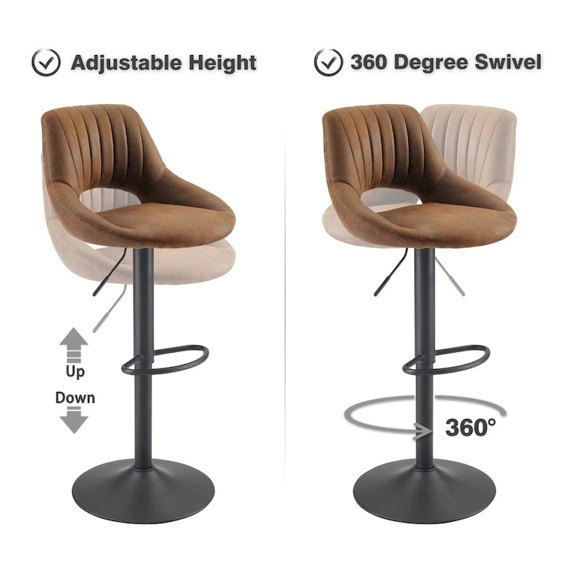 Tabouret de bar pivotant réglable rétro (lot de 2)