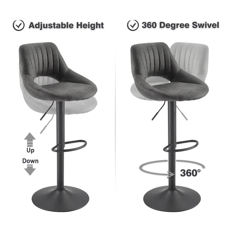 Tabouret de bar pivotant réglable rétro (lot de 2)