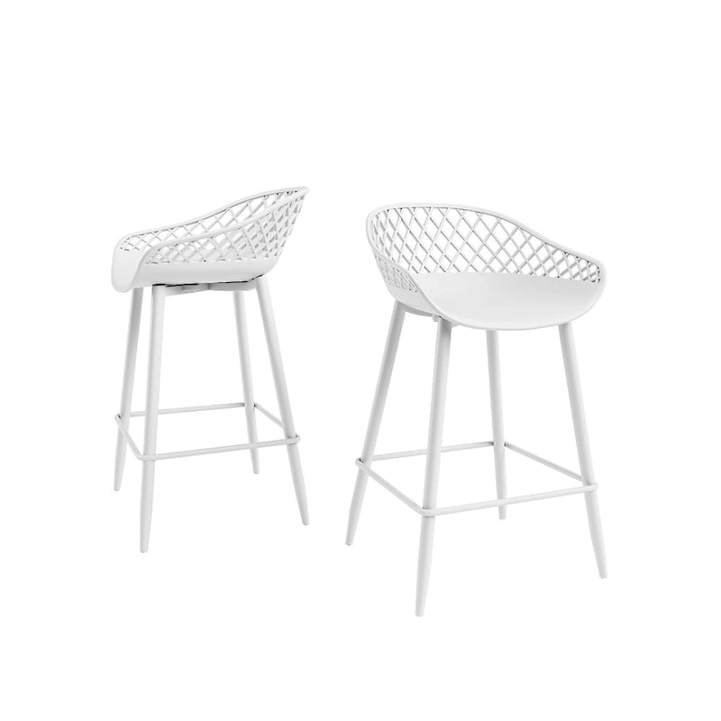 Tabouret de comptoir Kurv moderne du milieu du siècle avec pieds en acier pour l'intérieur ou l'extérieur – Lot de 2