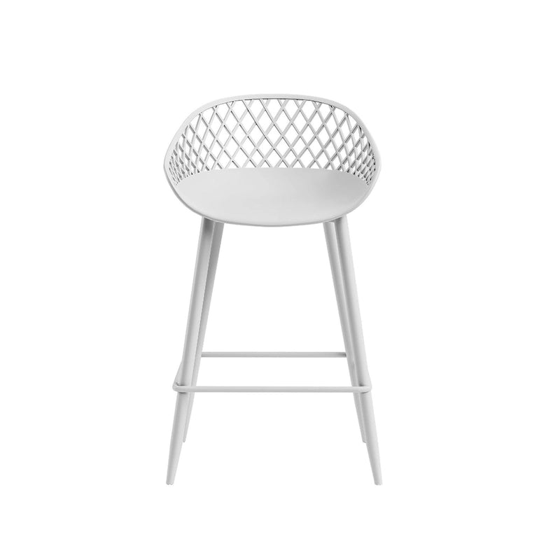 Tabouret de comptoir Kurv moderne du milieu du siècle avec pieds en acier pour l'intérieur ou l'extérieur – Lot de 2