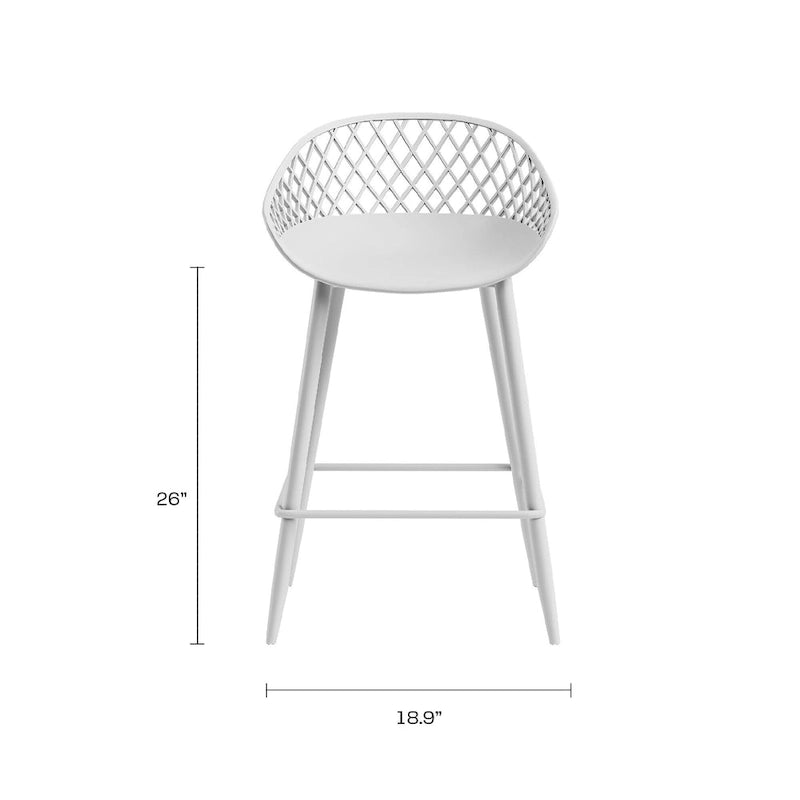 Tabouret de comptoir Kurv moderne du milieu du siècle avec pieds en acier pour l'intérieur ou l'extérieur – Lot de 2