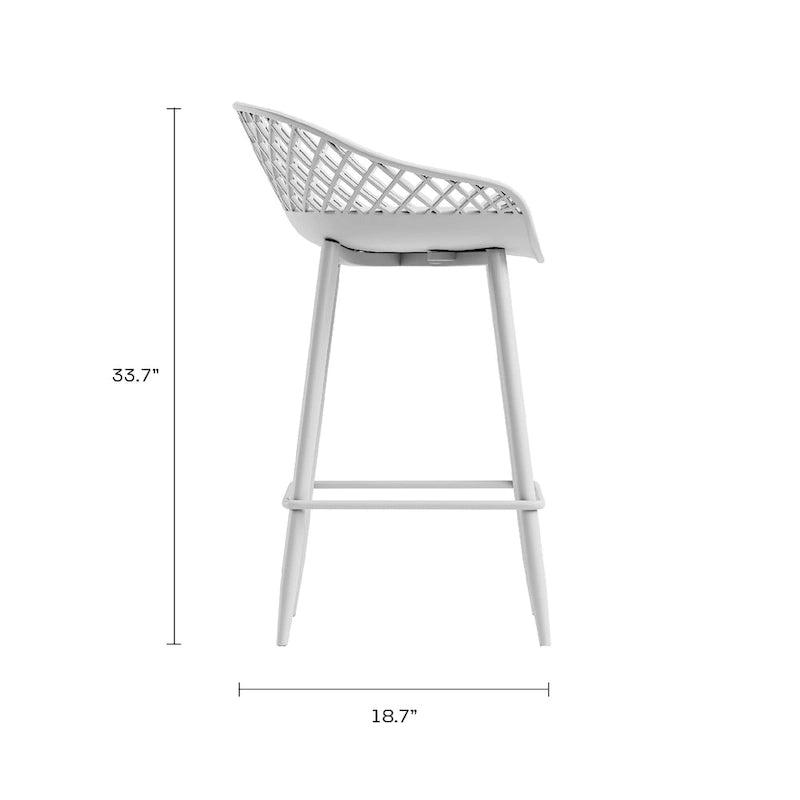 Tabouret de comptoir Kurv moderne du milieu du siècle avec pieds en acier pour l'intérieur ou l'extérieur – Lot de 2