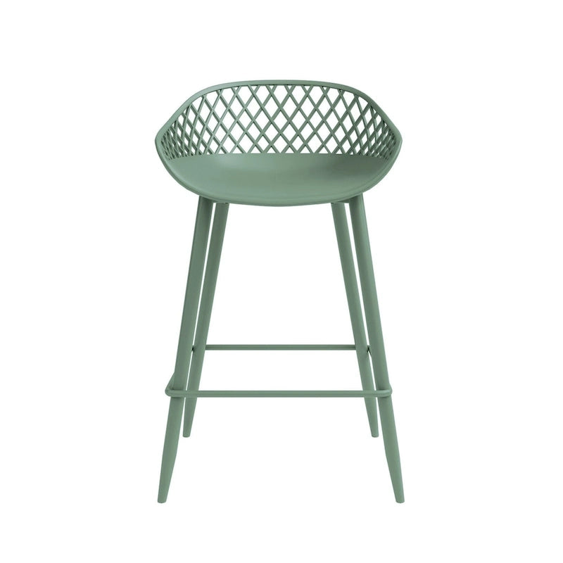 Tabouret de comptoir Kurv moderne du milieu du siècle avec pieds en acier pour l'intérieur ou l'extérieur – Lot de 2