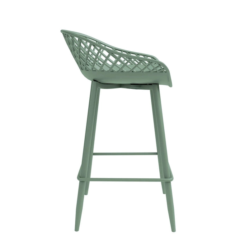 Tabouret de comptoir Kurv moderne du milieu du siècle avec pieds en acier pour l'intérieur ou l'extérieur – Lot de 2