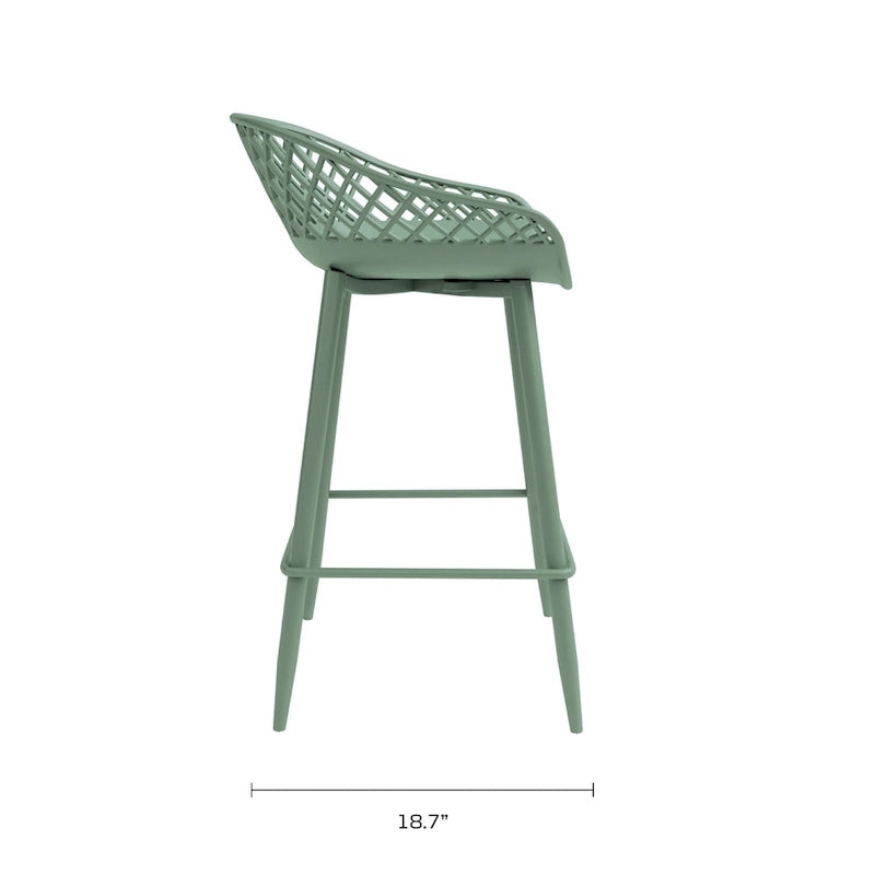 Tabouret de comptoir Kurv moderne du milieu du siècle avec pieds en acier pour l'intérieur ou l'extérieur – Lot de 2