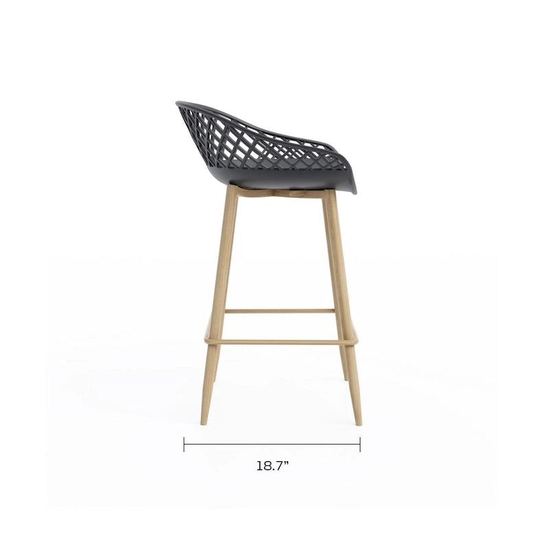 Tabouret de comptoir Kurv moderne du milieu du siècle avec pieds en acier pour l'intérieur ou l'extérieur – Lot de 2