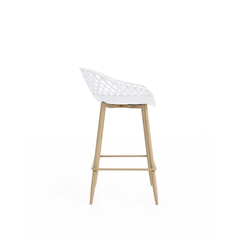 Tabouret de comptoir Kurv moderne du milieu du siècle avec pieds en acier pour l'intérieur ou l'extérieur – Lot de 2