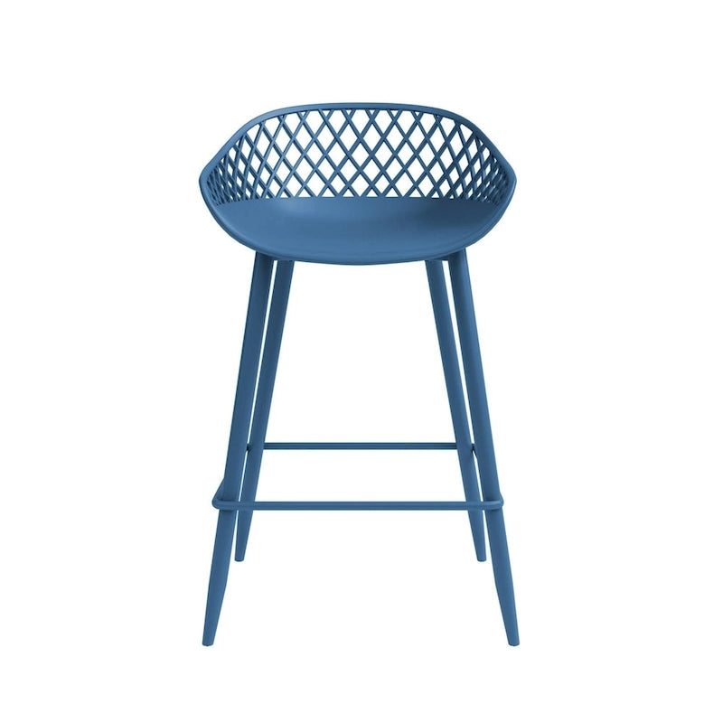 Tabouret de comptoir Kurv moderne du milieu du siècle avec pieds en acier pour l'intérieur ou l'extérieur – Lot de 2