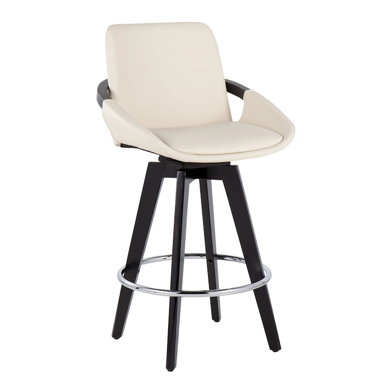 Tabouret de comptoir à hauteur fixe Pugo de Carson Carrington avec piètement en bois noir (lot de 2)