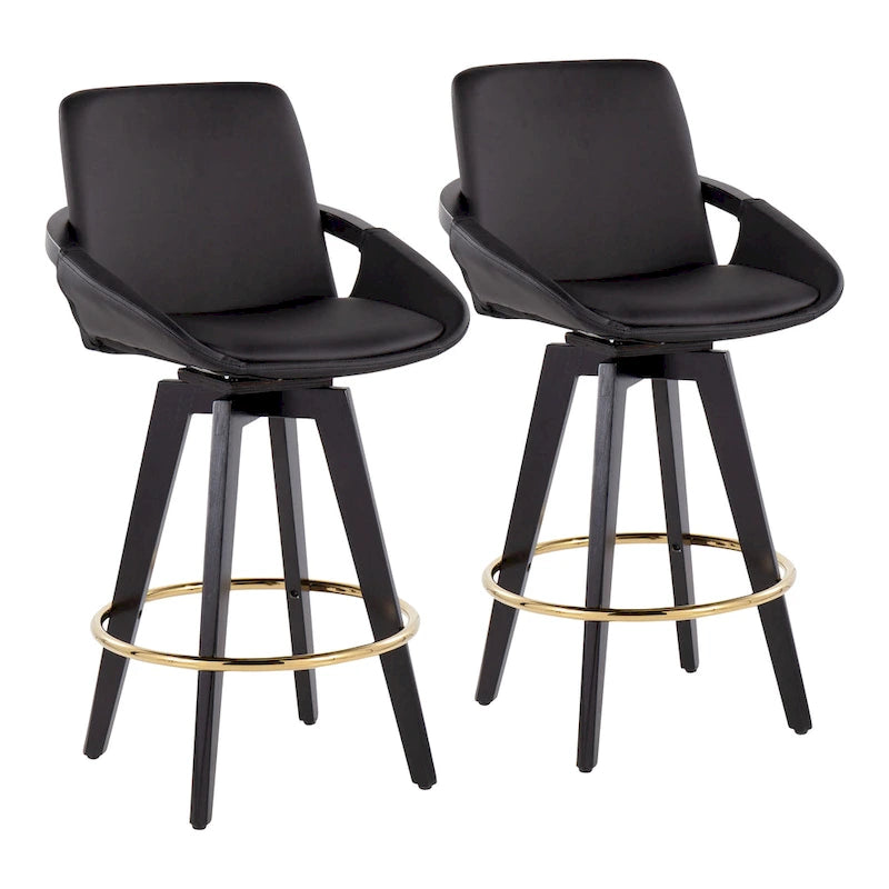 Tabouret de comptoir à hauteur fixe Pugo de Carson Carrington avec piètement en bois noir (lot de 2)