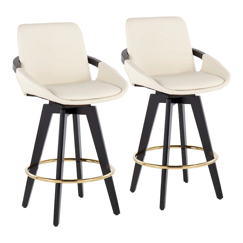 Tabouret de comptoir à hauteur fixe Pugo de Carson Carrington avec piètement en bois noir (lot de 2)