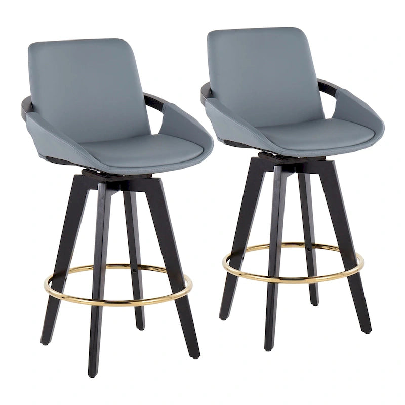 Tabouret de comptoir à hauteur fixe Pugo de Carson Carrington avec piètement en bois noir (lot de 2)