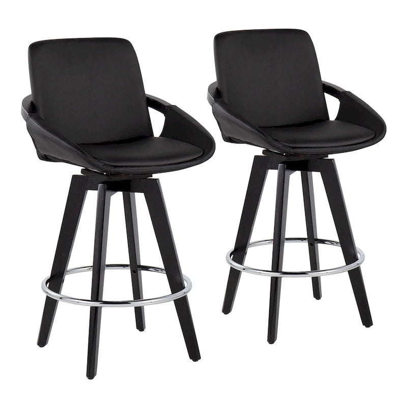 Tabouret de comptoir à hauteur fixe Pugo de Carson Carrington avec piètement en bois noir (lot de 2)