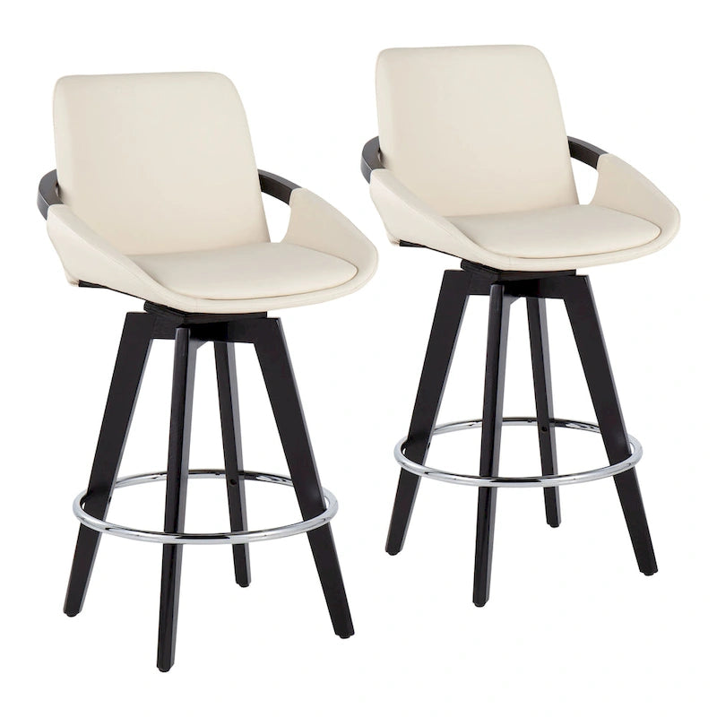 Tabouret de comptoir à hauteur fixe Pugo de Carson Carrington avec piètement en bois noir (lot de 2)