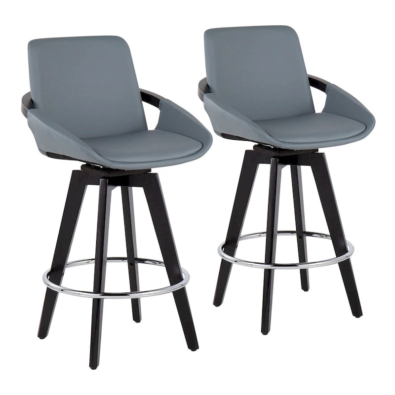 Tabouret de comptoir à hauteur fixe Pugo de Carson Carrington avec piètement en bois noir (lot de 2)