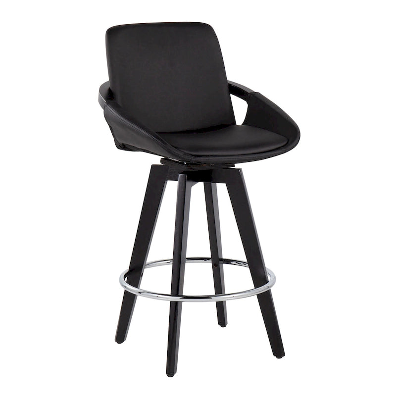 Tabouret de comptoir à hauteur fixe Pugo de Carson Carrington avec piètement en bois noir (lot de 2)