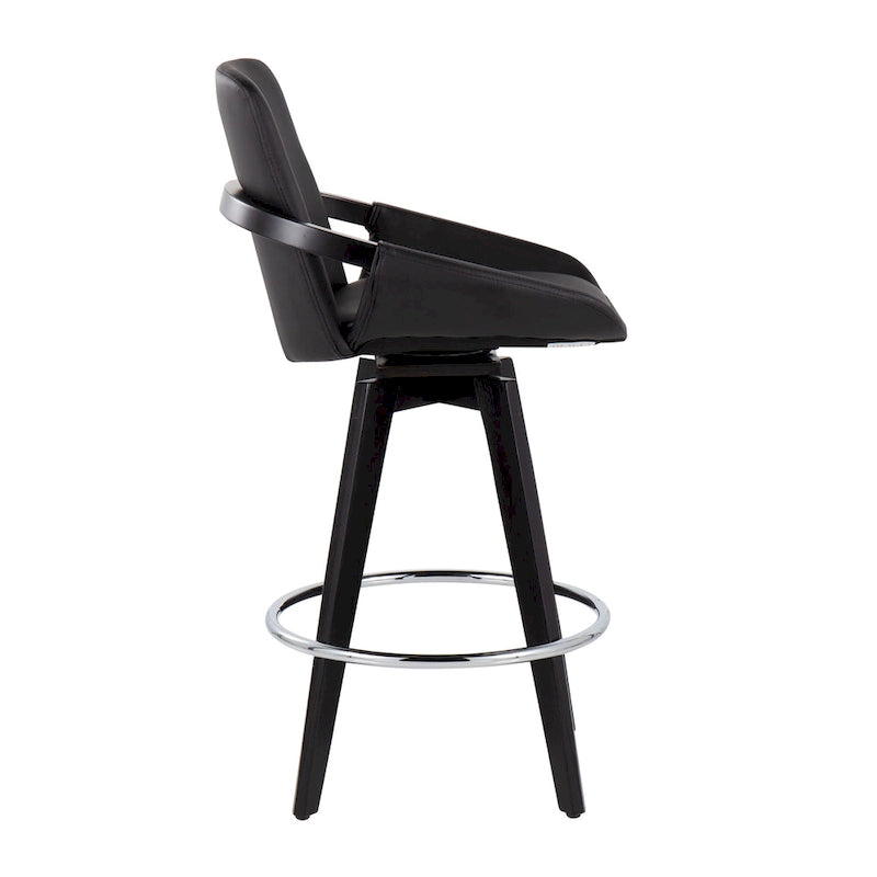 Tabouret de comptoir à hauteur fixe Pugo de Carson Carrington avec piètement en bois noir (lot de 2)